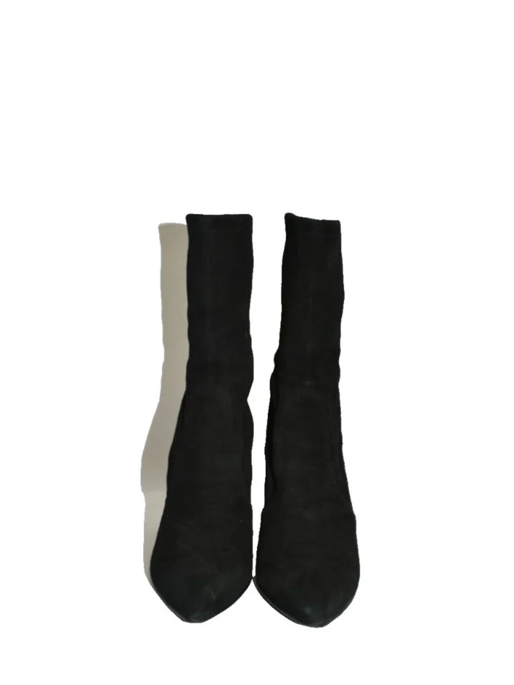 $700 STUART WEITZMAN Clinger Stretch Suede Pointed Bootie SOCK BLACK 7 (PC13)